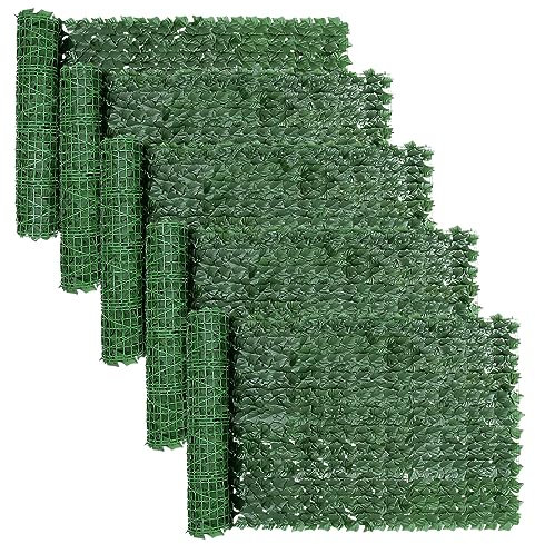 SUNJULY Künstliche Efeu Hecke Sichtschutz, 5 Stück 1m x 3m Balkon Sichtschutz Efeu, Efeu Künstlich, Efeu Sichtschutz Outdoor, Garten Sichtschutz, Rebenblatt Dekoration, UV-beständig für Gartenhecken