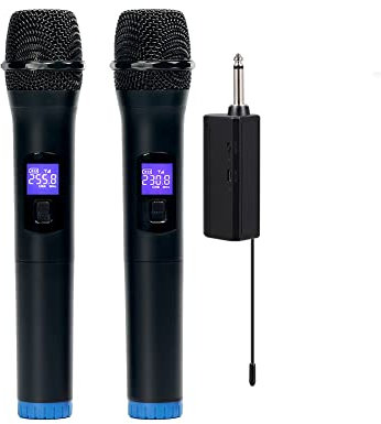 SIMBAE Cordless Microphone Multifunctional Dual Channel Wireless Microphone Cordless Handheld Mic LCD Display Professional Microphone Set