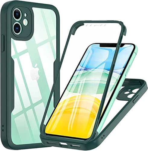 OWKEY for iPhone 11 Case 6.1 inch, 360 Degree Full Body Protective iPhone 11 Cases with Built-in Screen Protector Heavy Duty Protection Shockproof Cover for Women Girls for iPhone 11 (Green)
