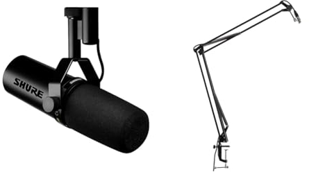 Shure SM7dB-Microfono dinamico, costruzione solida, protezione antivento staccabile-Nero + Gator Frameworks - GFWMICBCBM1000 Supporto per microfono per podcast e registrazione