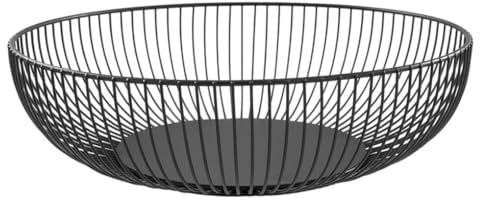 QOKLIYUI Cesta de frutas de alambre de Metal elegante, ligera y portátil, adecuada para todas las ocasiones, cesta de frutas de Metal, frutero de hierro, negro