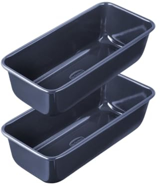 Dr Oetker 9924750 Lot de 2 moule a cake 25 cm, moule gateau rectangulaire, moule à brioche, moule rectangulaire patisserie, moule patisserie, moule pain, moule brioche, Acier, Bleu, 25 x 11 x 7,5 cm