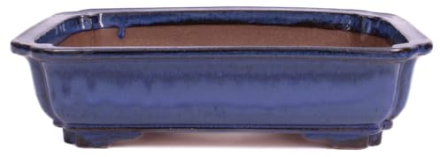 generisch Bonsai - Schale eckig 34.5 x 25 x 9 cm, blau frostfest 40424