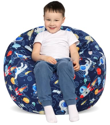Decalsweet Astronaut Kids Bean Bag Chair-Cover Only-Large Stuffed Animal Storage Bean Bag for Girls Boys Indoor Outdoor (No Filling)