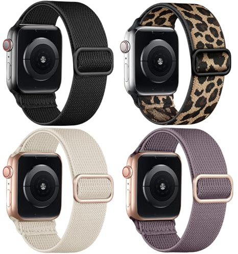 Oielai 4 Pack Bracelets Compatibles avec Bracelet Apple Watch 41mm 40mm 38mm 42mm Femmes Hommes, Bracelet en Nylon pour Apple Watch SE/iWatch Series 10 9 8 7 6 5 4 3 2 1