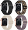 Oielai 4 Pack Loop Armband Kompatibel mit Apple Watch Armband 41mm 40mm 38mm 42mm, Geflochten Nylon Band für Apple Watch SE/iWatch Series 10 9 8 7 6 5 4 3 2 1, Schwarz/Leopard/Beige/Rauch Violett