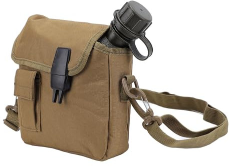 Bewinner Borraccia da Esterno - Borraccia Portatile da 1,5 Litri con Borraccia da Campeggio Piatta Multifunzionale per Eccedenze Militari o Attrezzatura Bushcraft (Cachi)