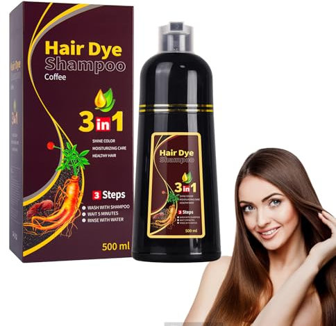 Centella Clean Schwarz Haarfärbeshampoo,Instant Hair Shampoo,Natürliche Schwarze Haarfarbe Shampoo 3 In 1, Für Graues Haar,Für Männer & Frauen-500ML-coffee color