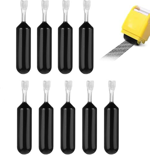 Identity Theft Protection Roller Stamp Set, 9 Pcs Black Replacement Rolling Ink Refills for Confidential Privacy Security Ink Stamps to Cover Personal Information Mail Address Blocker