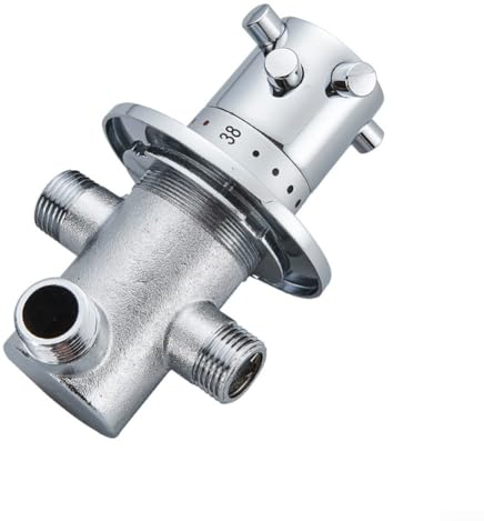 G1/2 Thermostat-Mischventil, Messing Thermostat-Mischventil, Solarrohr Thermostat-Duschkartuschen-Mischventil für Waschbecken, Bidets und Duschen