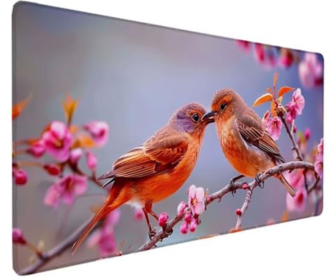 Rosa Mousepad XXL 900x400x3MM Schreibtischunterlage, Gaming Mauspad Vogel Mouse Pad Wasserdicht und Langlebig Mousepad Groß mit Vernähte Kanten für PC, Laptop, Gaming, Büro, Zuhause Deko Geschenk 3-G