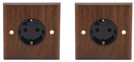 Toma de Corriente Retro de Nogal Negro de 2 Piezas, Toma de Corriente de Pared Eléctrica Estéticamente Agradable de Alta Durabilidad Estándar de 16 A, Adecuada para Teléfonos,