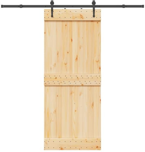 vidaXL Puerta corredera con herrajes madera maciza de pino 85x210 cm