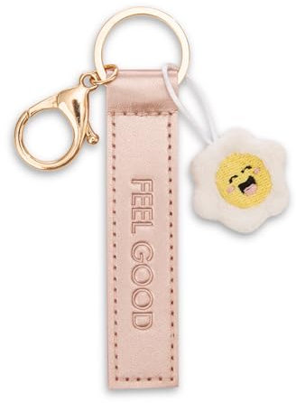Porte-clés « Feel good » bande en similicuir 10cm avec fleur - rose - Un compagnon fidèle pour sac à dos ou sac, porte-clés pour petits et grands | 62009