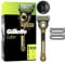 GilletteLabs Maquinilla De Afeitar Champion Gold Edition Con Recambios, 1 Mango Con Barra Exfoliante Integrada, 3 Cuchillas Con Banda Lubricante, 1 Soporte Magnético