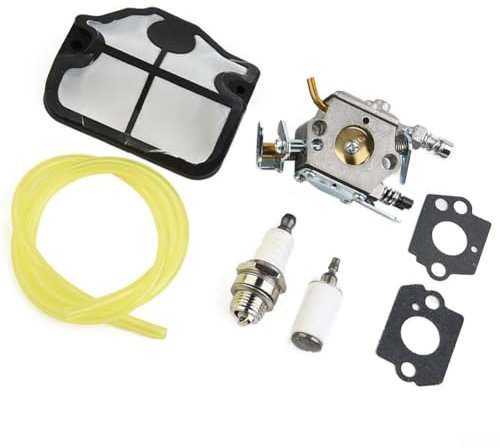 Yuanpgky Carburateur pour tronçonneuse Husqvarna-36 41 136 137 141 142 C1Q-W29E Kit de remplacement avec filtre à air et joints de ligne de filtre à carburant OEM WT-834 WT-834A