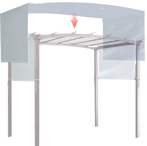 Muzrunq Pergola Shade Cover 17x7 Ft Silver-Coated Polyester Pergola Cover Waterproof and Sun Protection with 4 Straps Sturdy Replacement Canopy (ONLY) (Grey) Shade