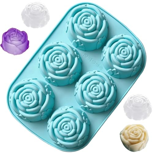 Rose Ice Cube Tray 6 Cavity Silicone Flower Shaped Ice Mold, Easy Release