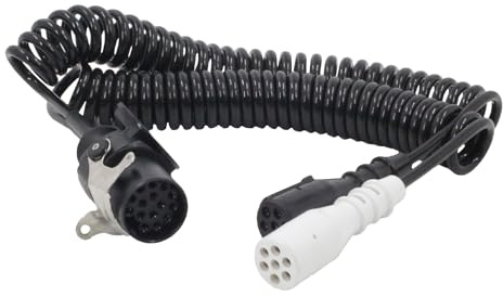 CeyKvo Elektrowendel Adapter 24V 15-polig auf 2X 7-polig Spiralkabel für LKW Anhänger Zugmaschine Trailer Kabel