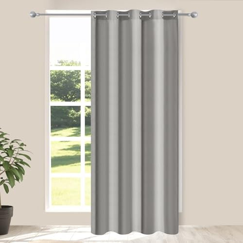 Alaoo Cortinas Opacas, 1 Piezas,132×213cm, Termicas Aislantes Frio y Calor para Salon, Modernas Blackout Curtains Grises con Ojales, para Dormitorio, Salón y Cocina