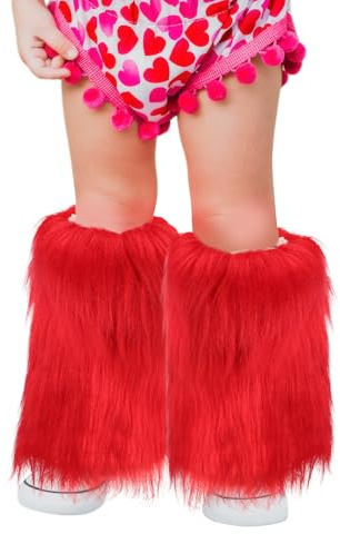 FakeFace Kid Girl Faux Fur Leg Warmer Furry Fluffy Winter Long Boot Cuffs Soft Cozy Shoes Cover Socks Party Costumes for 3-8 Years