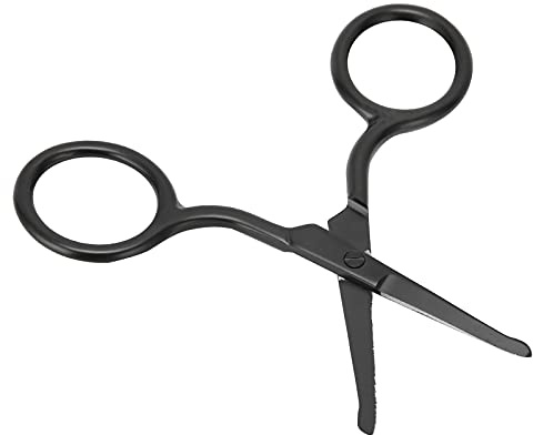 Jiawu Rundere Spitze Nase Haarschere Edelstahl Schwarz Schere für Gesichtsbartbrauen