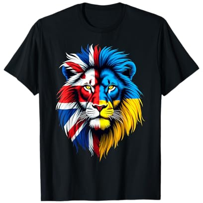 UK Ukraine Flag Lion Face Friendship T-Shirt