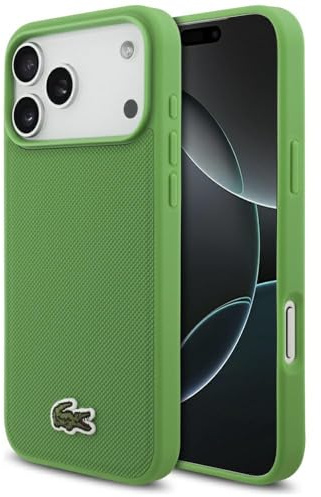 CG MOBILE Lacoste Iconic Petit Pique Woven Logo kompatibel mit MagSafe Hülle für iPhone 17 Pro Max (Grün)