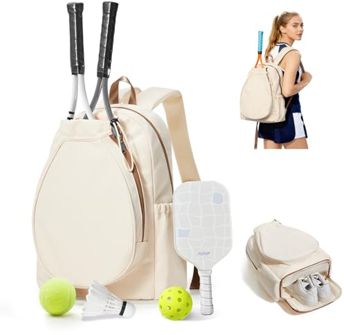 BJLFS Tennisryggsäck för kvinnor och män, tennisväska, badminton ryggsäck väska, stor racketväska sportväska som rymmer 2 racketar och tennisskor