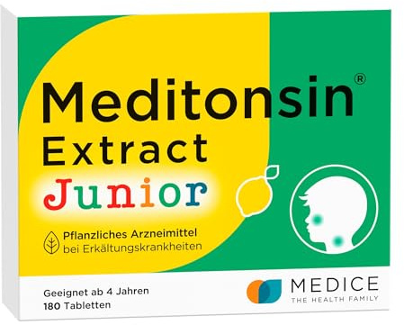 Meditonsin Extract junior 180 Tabletten bei Erkältung, für Kinder ab 4 Jahren, lindert typische Erkältungssymptome wie Husten, Schnupfen und Halskratzen, stärkt die Abwehr mit 3-fach Pflanzenpower