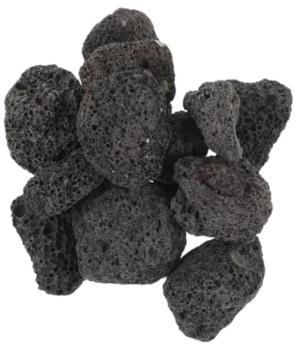 GRIRIW Volkanische Dekosteine Packung Poröser Schwarzer Lavastein für Aquarium Pflanzgefäße Terrarien mit Natürlicher Oberfläche Nitritreduzierend Vielseitig für Gartendekoration und