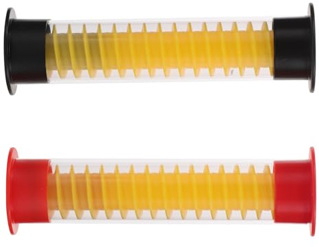 Kisangel Sablier Jeu Société Lot de 2 Minuteurs Visuels 5 Secondes Alarme Sonore Couvercles Rouge et Noir Tube Jaune 13 CM pour Classe et Fête