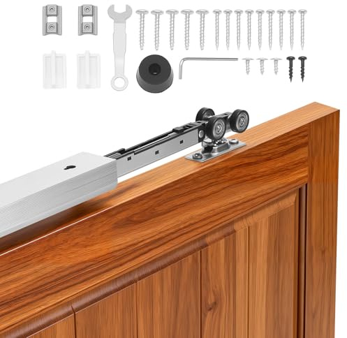 VEVOR Kit Binario per Porta Scorrevole Guida Singola Porta a Scomparsa Lunghezza 1441 mm, Kit Ferramenta per Guida in Lega di Alluminio di Porte Scorrevoli Chiusura Ammortizzata Spessore tra 25-45 mm
