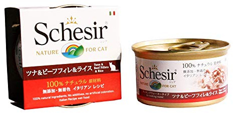 Schesir Tonijn met Rundvlees in Gelei, Compleet Natvoer voor Katten, 100% Natuurlijk, 6 blikjes van 85 g