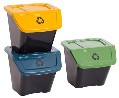 DEA-home ART436 Recyclingbehälter Ecobin, Größe 41 x 41 x 35 cm, schwarz