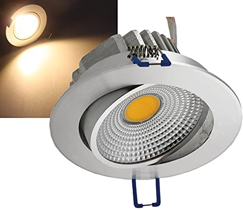 ChiliTec LED Einbauleuchte Deckeneinbaustrahler Chrom glänzend Deckenspot 109x47mm 7Watt 450lm Alu Gehäuse Warmweiß
