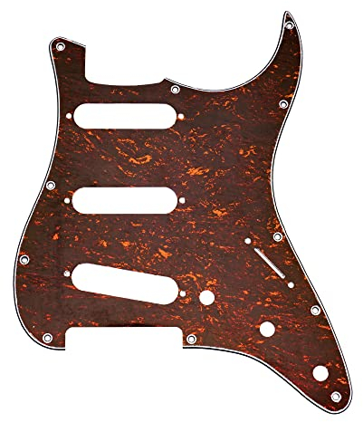 Musiclily 11 Löcher SSS Strat Pickguard Gitarre Schlagbrett für Fender American/Mexican Standard Stratocaster Modern Style E-Gitarre,4 lagig Red Tortoise