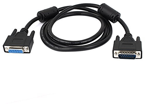 sourcing map 1.5M Serial Cable DB15 Male to Female 15 Pin Straight Through Serial Extension Cable Cord (Black)