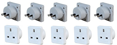 Invero® 5x Pack of UK to Australia Australian New Zealand Tourist Travel Plug Power Mains Adaptor - White