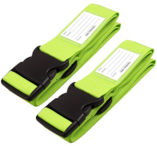 OW-Travel Kofferband Gurt Schwerlast Personalisierter Koffergurt mit Adressschild. Luggage Strap Gepäckgurt Koffer Gurt Kofferbänder Koffergurte Farbig Koffer Gurt 2 Stück Grün