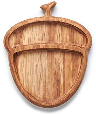 Edeldings Antibakterieller Massivholz Kinderteller EICHEL aus Europa | Holzteller 20 x 17 cm | Originelles Kinder Geschenk aus Holz | Kindergeschirr, Babyteller, Holzschale, Servierschale