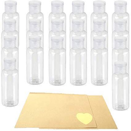 20Pz 30ml flaconi da viaggio con tappi bottiglia Liquid Plastica trasparente da viaggio+24pezzi Etichette per cosmetici shampoo balsamo gel doccia crema Clear