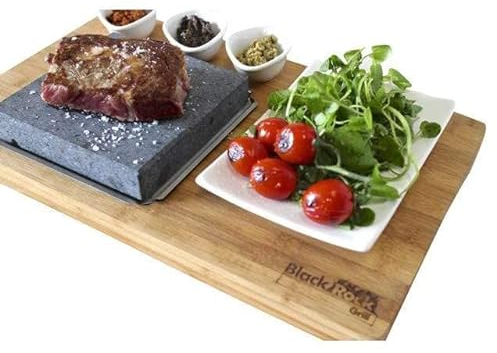 Black Rock Grill Steak On The Stone Set, Hot Rock Grill Table Top Cooking Stone