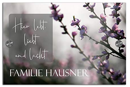 Türschild Namensschild für die Haustür 21x14 cm mit UV Druck und einem einzigartigem Design Eingangsschild Garten Familienschild Klingelschild Klingelplatte Funk-Klingel