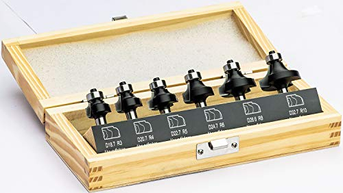 Stehle 6-tlg. HW Oberfräser Abrundfräser Set mit Anlaufllager R3,4,5,6,8,10mm - Schaft Ø 8mm