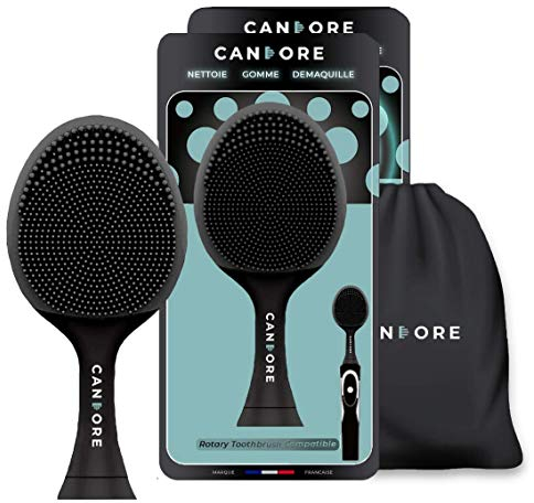 Candore Gesichtsbürsten, Silikon, Schwarz, Carbon, Infused Sonic, 2 Stück – recycelbar – Peeling – Reinigung – kompatibel mit Philips Ihrer elektrischen Zahnbürste