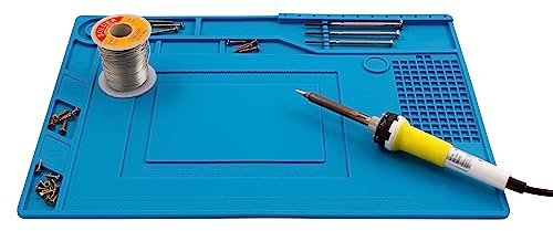 McPower Silikon-Lötmatte | LM-15 | 39x27cm | Antistatisch, hitzebeständig bis 500°C | Flexibel, magnetische Ablagen | Reparaturmatte für Elektronik und Lötarbeiten