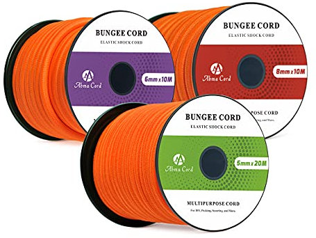 Abma Cord Cuerda Elástica 5mm 20M Cuerda de Lona Cuerda de Goma Cuerda Tensora Cuerda Expansora - Naranja