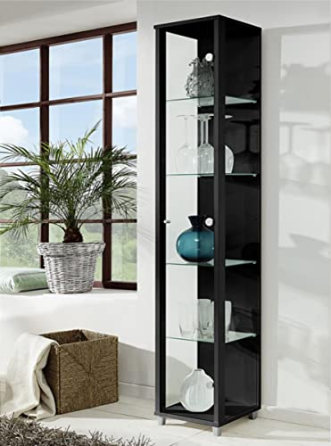 möbelando Vitrine Glasvitrine Standvitrine Vitrinenschrank Berlin III Schwarz