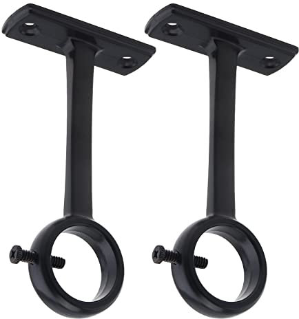 HOJLKLD Supports de Tringle à Rideaux, 2 Pièces Aluminium Support Tringle Rideau Plafond pour Barre 20mm à 25 mm, Accessoire Tringle à Rideaux Plafond (Noir)